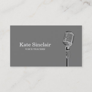 Elegant White Singer Music Voice Teacher Musical Business Card