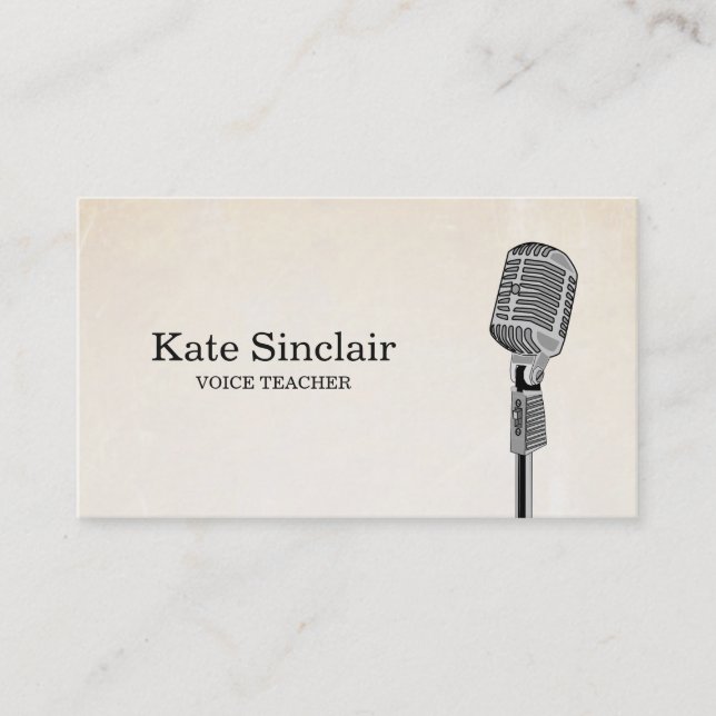 Elegant White Singer Music Voice Teacher Musical Business Card (Front)