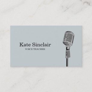 Elegant White Singer Music Voice Teacher Musical Business Card
