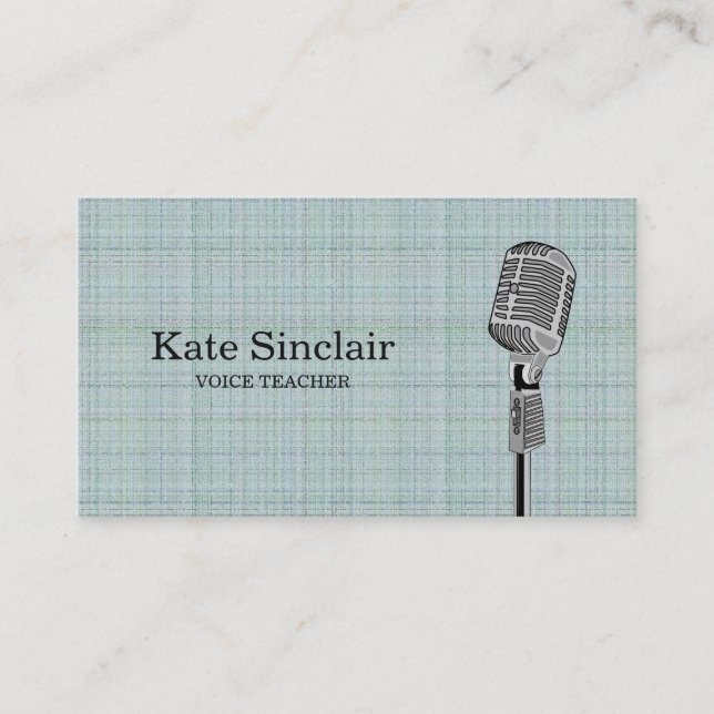 Elegant White Singer Music Voice Teacher Musical Business Card (Front)