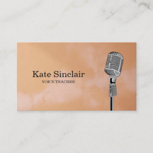 Elegant White Singer Music Voice Teacher Musical Business Card