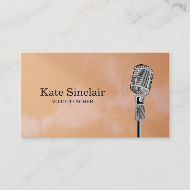 Elegant White Singer Music Voice Teacher Musical Business Card (Front)