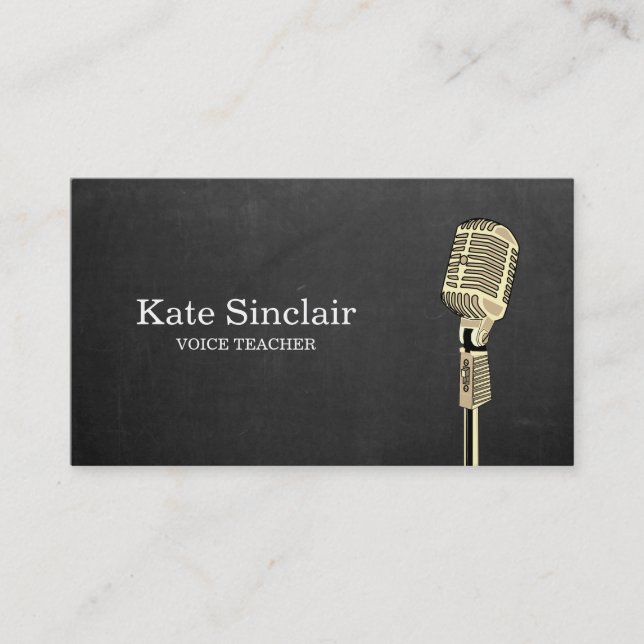 Elegant White Singer Music Voice Teacher Musical Business Card (Front)