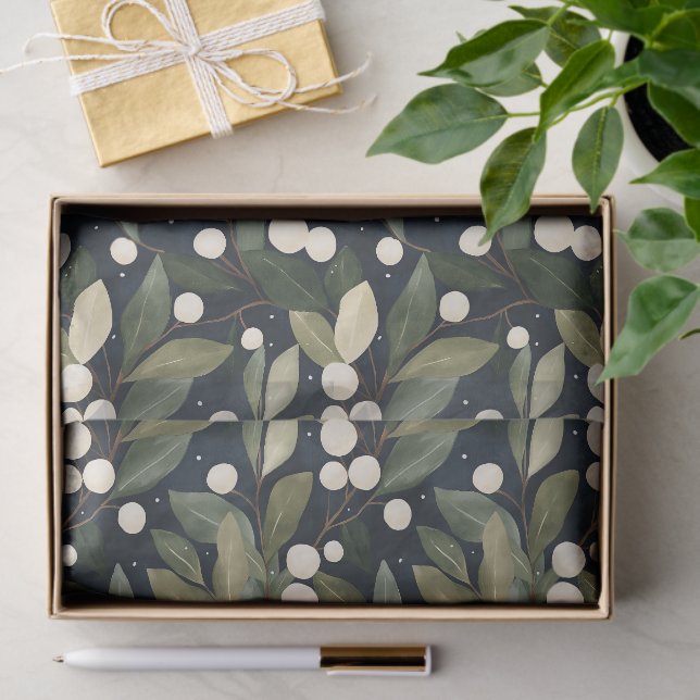 Elegant White Snowberry Holiday Tissue Paper  (Gift)