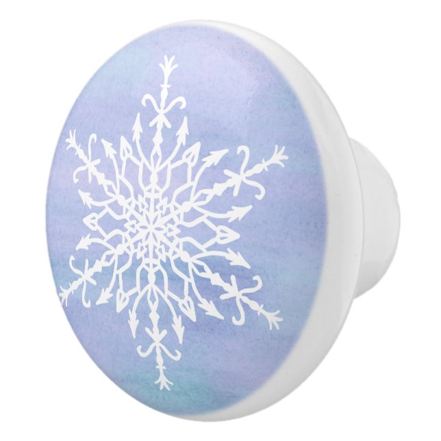 Elegant White Snowflake Christmas Ceramic Knob (Right)