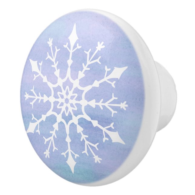 Elegant White Snowflake Christmas Holiday Ceramic Knob (Right)