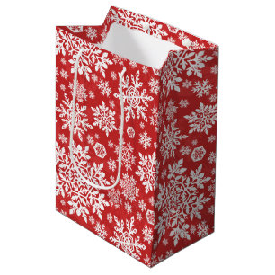 Elegant White Snowflake (Cranberry) Medium Gift Bag