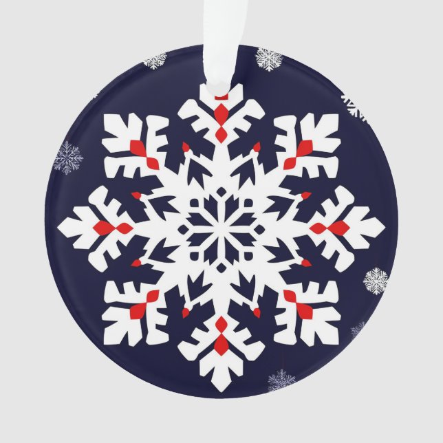 Elegant White Snowflake Ornament (Front)