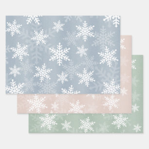 Elegant White Snowflake Pattern Winter Celebration Wrapping Paper Sheet