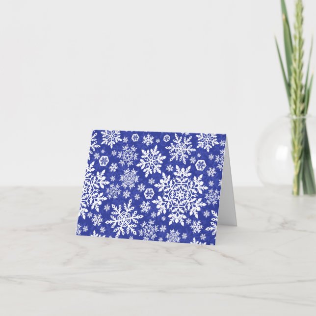 Elegant White Snowflakes (Midnight) Card (Front)