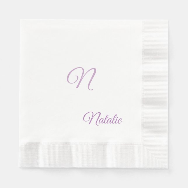 Elegant white solid colour monogrammed Napkins (Front)