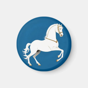 Elegant White Stallion Illustration on Magnet