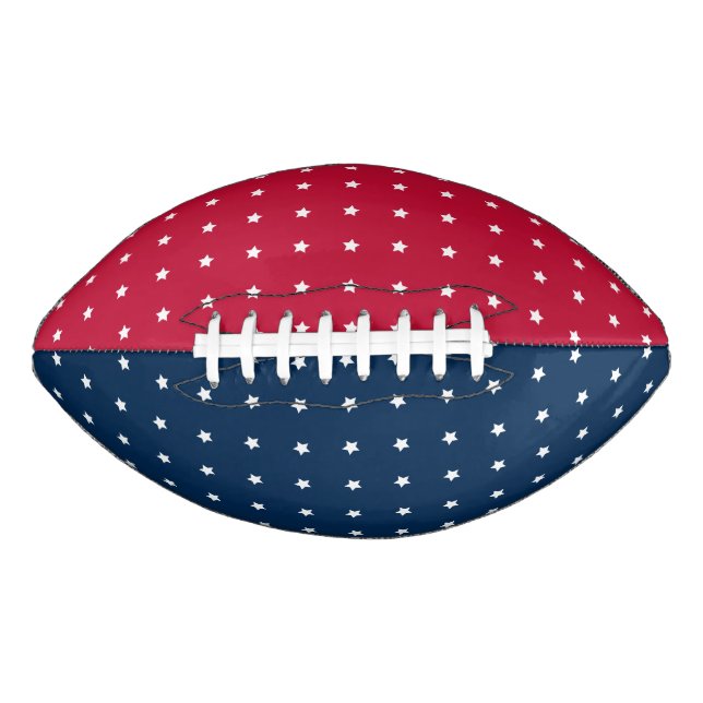 Elegant White Stars Pattern on Red and Navy Blue American Football (Front)