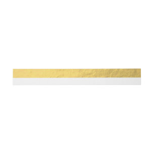 Elegant White Stripes Gold Foil Printed Invitation Belly Band