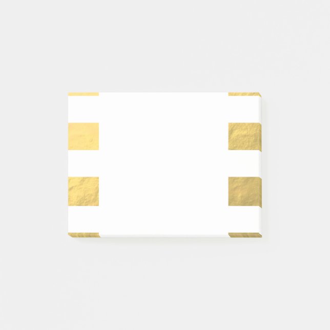 Elegant White Stripes Gold Foil Printed Post-it Notes (Front)