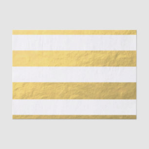 Elegant White Stripes Gold Foil Printed Tissue Paper