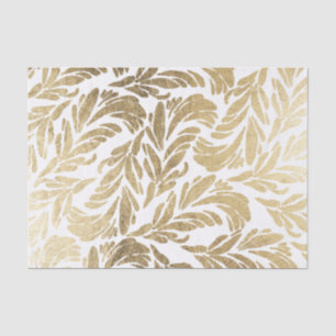 Elegant white stylish faux gold floral damask tissue paper