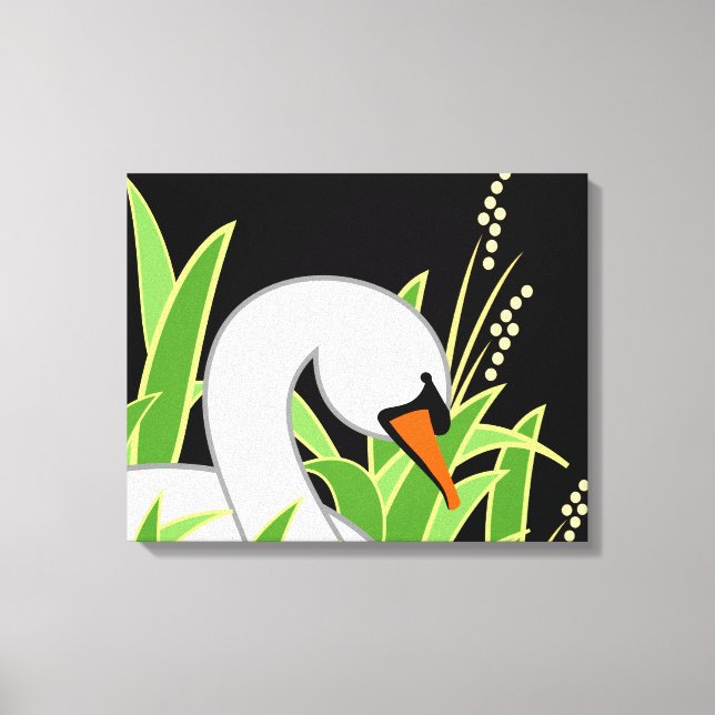 Elegant White Swan Canvas Print (Front)