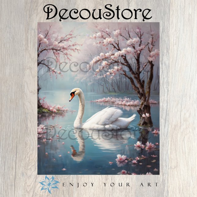 Elegant White Swan on the Lake Decoupage Tissue Paper (Creator Uploaded)