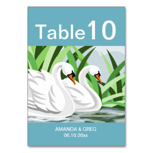 Elegant White Swan Table Number Cards