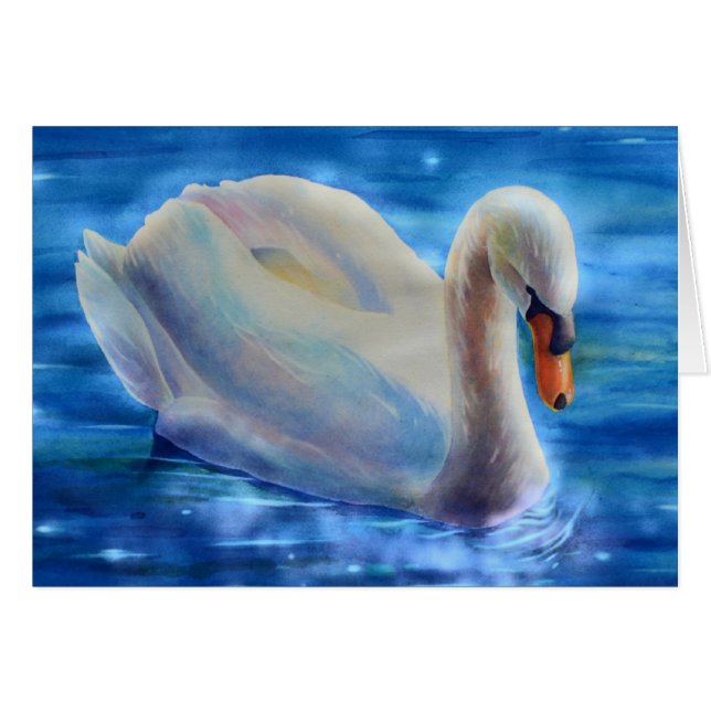 Elegant white swan watercolor painting (Front Horizontal)