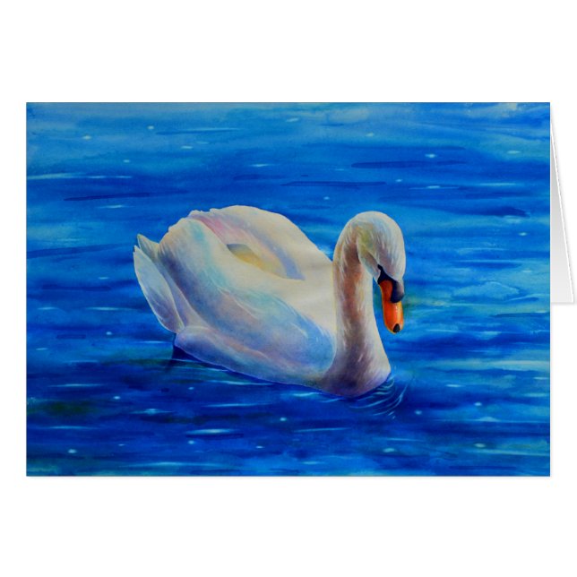 Elegant white swan watercolor painting (Front Horizontal)