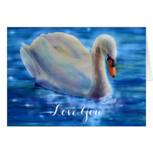Elegant white swan watercolor painting