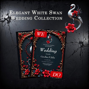 Elegant White Swan Wedding Collection Invitation