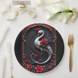 Elegant White Swan Wedding Collection Paper Plate
