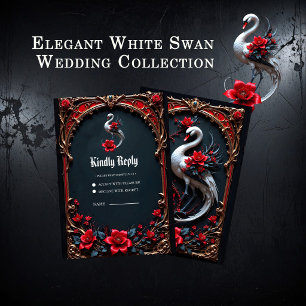 Elegant White Swan Wedding Collection RSVP Card