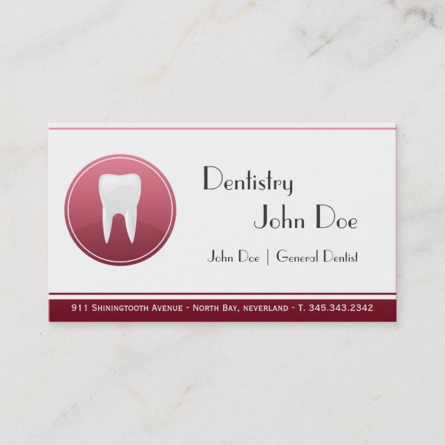 Elegant white teeth dentist dental business card (Front)