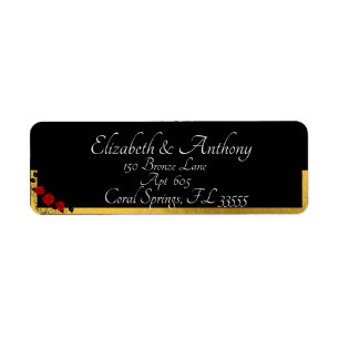 Elegant White Text Romantic Couples Black Address