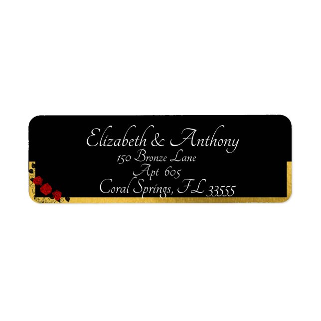 Elegant White Text Romantic Couples Black Address (Front)