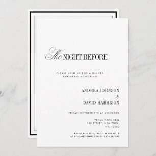 Elegant White The Night Before Rehearsal Dinner Invitation