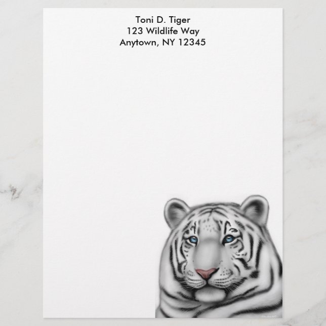 Elegant White Tiger Letterhead (Front)