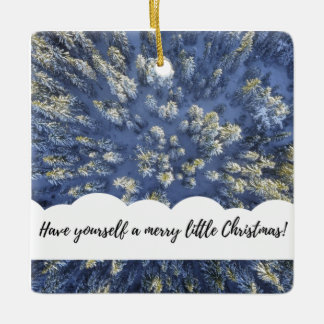 Elegant White Trees Square Christmas Ornament