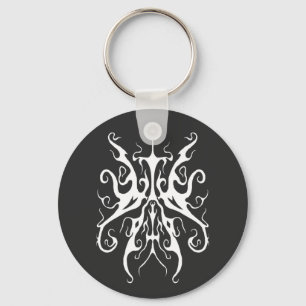 Elegant White Tribal Mask Abstract Design Key Ring