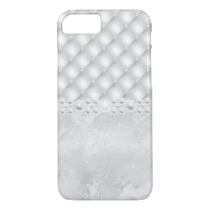 Elegant White Tuft Diamond and Pearl iPhone Case