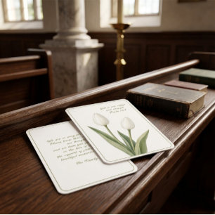 Elegant White Tulip Sympathy Card with Bible Verse