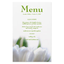 Elegant White Tulips Wedding Dinner Menu Card