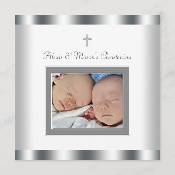 Twins Christening & Baptism Invitations Zazzle.co.uk