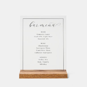 Elegant White Typographic Menu Acrylic Sign