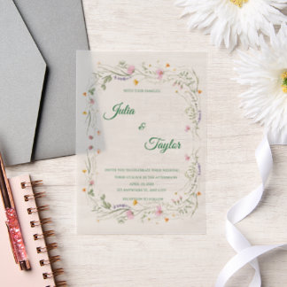 Elegant White vellum Rose Invitation
