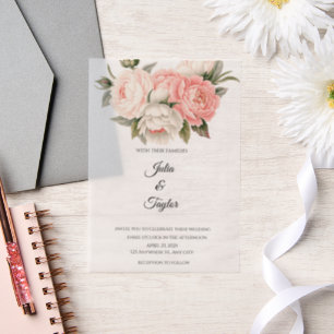 Elegant White vellum Rose Invitation