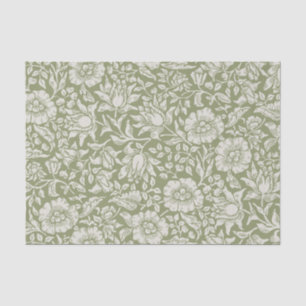 Elegant White Vintage Style Flowers Olive  Tissue Paper