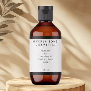 Elegant White w Black Border Cosmetics Label