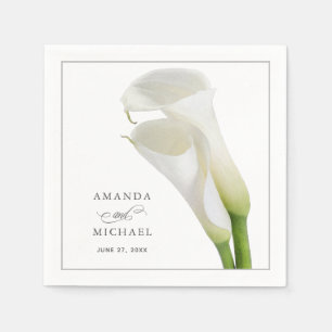 Elegant White Watercolor Calla Lilies Wedding Napkin
