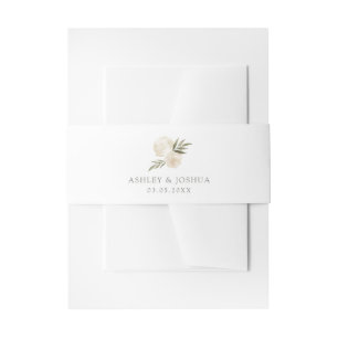 Elegant White Watercolor Floral Wedding Invitation Invitation Belly Band