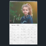 Elegant White Watercolor Script Multi Photo Calendar<br><div class="desc">Create the perfect calendar this year with this chic, modern design. The design easily allows you to personalise the covers and months with your photos, and each month features the name of the month written as a photo overlay in a white watercolor brush script. The design also features a faux...</div>