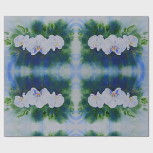 Elegant white watercolor tropical boho orchids  wrapping paper